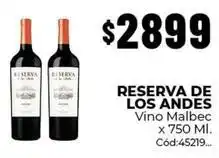 Diarco Reserva de los andes - vino malbec x 750 ml. cód:45219 oferta