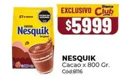 Diarco Nesquik - cacao x 800 gr. cód:8116 oferta