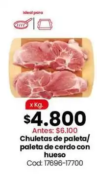 Coto Ideal - chuletas de paleta/paleta de cerdo con hueso cod: 17696-17700 oferta