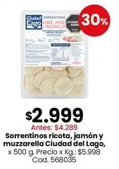 Coto Ciudad del lago - sorrentinos ricotta, jamón y muzzarella oferta