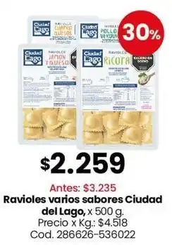 Coto Ciudad del lago - ravioles varios sabores oferta