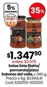 Coto Sabores del valle - salsa lista filetto/pomarola/pizza oferta