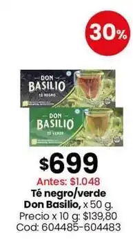 Coto Té negro/verde don basilio, x 50 g. cod: 604485-604483 oferta