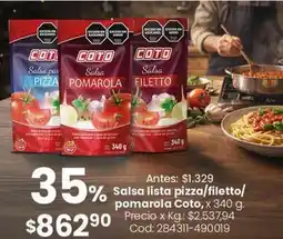 Coto Coto - salsa lista pizza/filetto/pomarola oferta