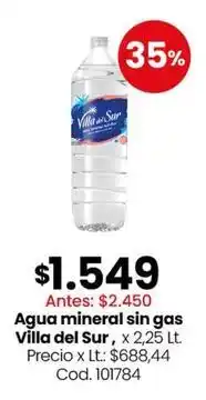 Coto Villa del sur - agua mineral sin gas, x 2,25 lt. cod. 101784 oferta