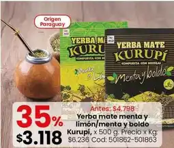 Coto Origen - yerba mate menta y limón/menta y boldo oferta