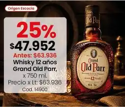 Coto Origen - whisky 12 años grand old parr, x 750 ml. cod. 14900 oferta