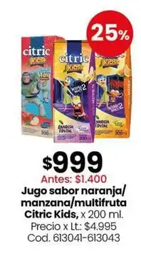 Coto Citric - jugo sabor naranja/manzana/multifruta kids oferta