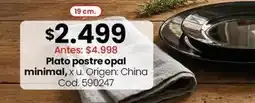 Coto Origen - plato postre opal minimal, x u. cod. 590247 oferta