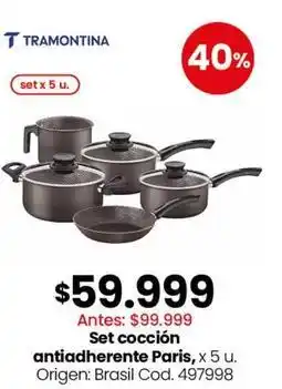 Coto Tramontina - set cocción antiadherente paris, x 5 u oferta