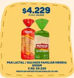 Makro Mendia pan lactal / salvado familiar oferta