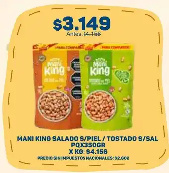 Mani king salado s/piel / tostado s/sal
