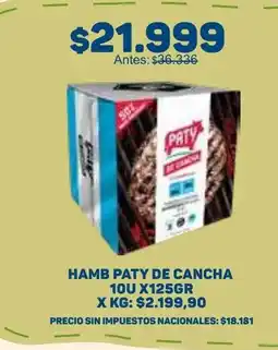 Makro Hamb paty de cancha oferta