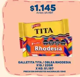 Makro Tita galletita / oblea rhodesia oferta