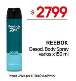 Nini Mayorista Reebok desod. body spray oferta