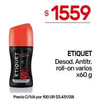Etiquet desod. antitr. roll-on varios