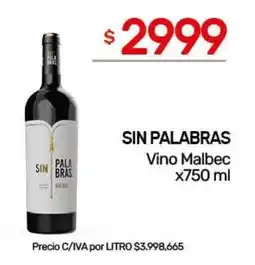 Nini Mayorista Sin palabras vino malbec oferta