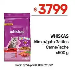 Nini Mayorista Whiskas alim.p/gato gatitos carne/leche oferta
