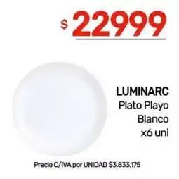 Nini Mayorista Luminarc plato playo blanco oferta