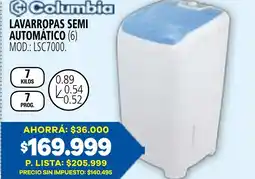 Casa del Audio Columbia lavarropas semi automatico oferta