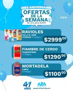 APA Supermercados Villa d'agri ravioles oferta