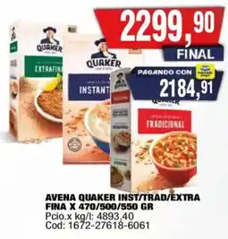 Maxiconsumo Quaker avena inst/trad/extra oferta