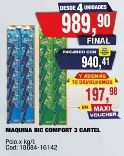 Maxiconsumo Bic maquina comfort 3 cartel oferta