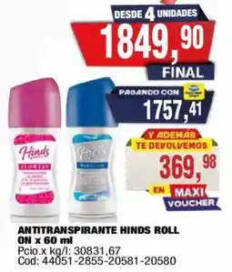 Maxiconsumo Hinds antitranspirante roll oferta
