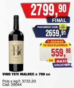 Maxiconsumo Yeti vino malbec oferta