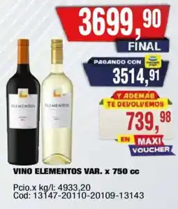 Maxiconsumo Elementos vino var. oferta
