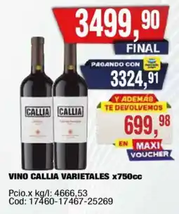 Maxiconsumo Callia vino varietales oferta