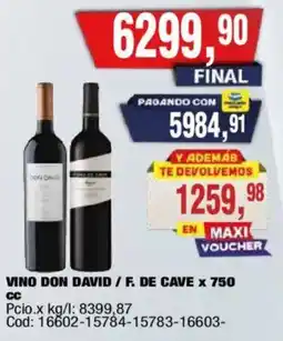 Maxiconsumo Don david vino oferta
