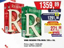 Maxiconsumo Resero vino tinto y blanco oferta