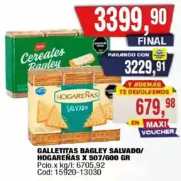 Maxiconsumo Bagley galletitas salvado/hogareñas oferta