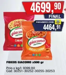 Maxiconsumo Giacomo fideos oferta
