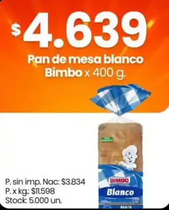 Bimbo pan de mesa blanco