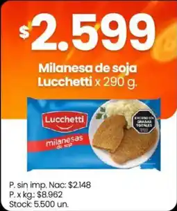 Changomas Lucchetti milanesas de soja oferta