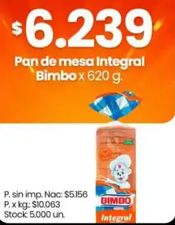 Changomas Bimbo pan de mesa integral oferta