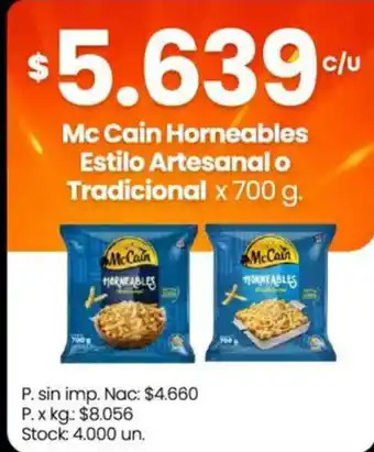 Mc Cain horneables estilo artesanal o tradicional