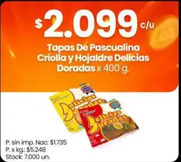 Changomas Pascualina tapas criolla y hojalde delicias doradas oferta
