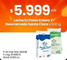 Changomas Santa clara leche en polvo entera y descremada oferta