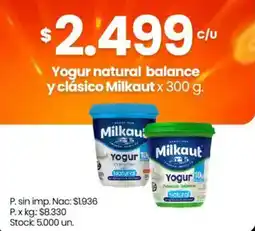 Changomas Milkaout yogur natural balance y clásico oferta