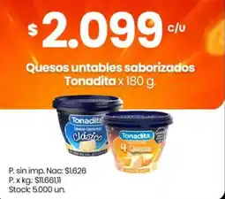 Changomas Tonadita quesos untables saborizados oferta