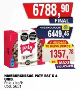 Maxiconsumo Paty hamburguesas oferta