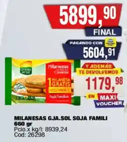 Maxiconsumo Gja.sol milanesas soja famili oferta