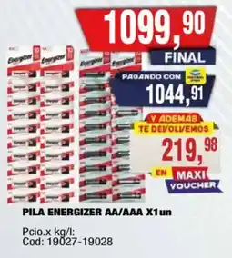 Maxiconsumo Energizer pila aa/aaa oferta