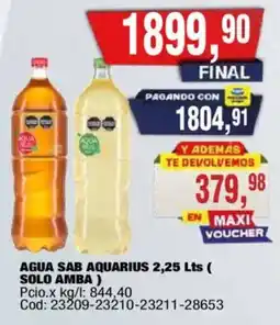 Maxiconsumo Agua sab Aquarius 2,25 lts (solo amba) oferta