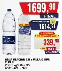 Maxiconsumo Glaciar agua 2 lt / Villa d sur oferta