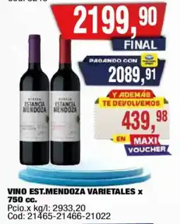Maxiconsumo Estancia mendoza varietales oferta