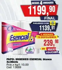 Maxiconsumo Esencial papel higienico blanco oferta